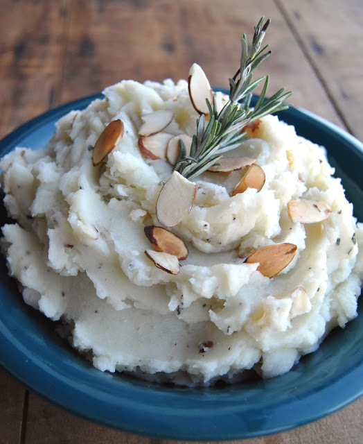 Rosemary & Roasted Garlic Mashed Potatoes with Toasted Almonds