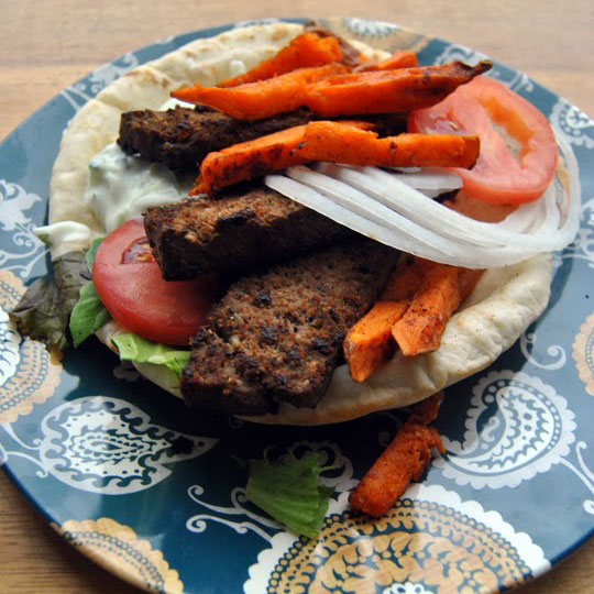 Venison Gyros with Tzatziki Sauce and Sweet Potato Fries